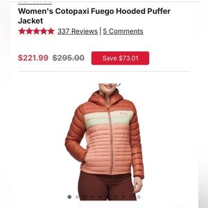 Cotopaxi Women's Fuego Down Hooded Puffer Jacket - Faded Brick & Clay